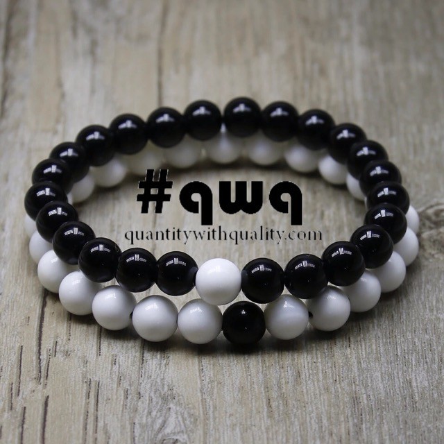 gelang pasangan batu cutom kado pacar hitam putih onyx 8mm korea aksesoris craft beads supplier