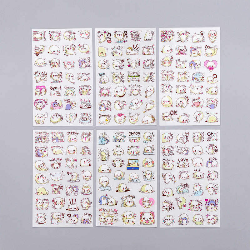 imoda 6Lembar Stiker Hewan Lucu DIY Diary Scrapbook Dekorasi Stiker-D