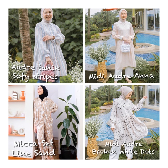Midi Audre Anna Broken White Dots - Audre Tunik Sofy Stripes - Micca Set Line Sand by Haidee Orlin