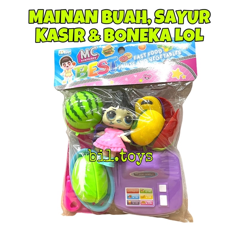 MAINAN CASH REGISTER KASIR-KASIRAN BUAH SAYUR DAN BONEKA LOL MO10