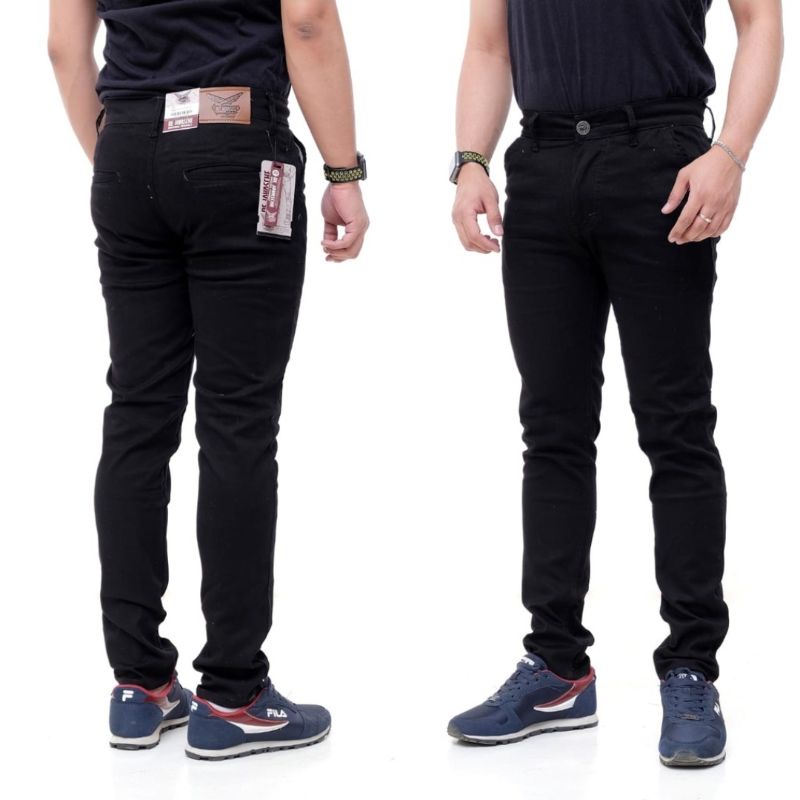 Celana jeans pria panjang pensil slimfit