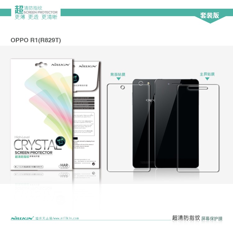 Nillkin Crystal Screen Protector Oppo R1 R829 (Front Back)