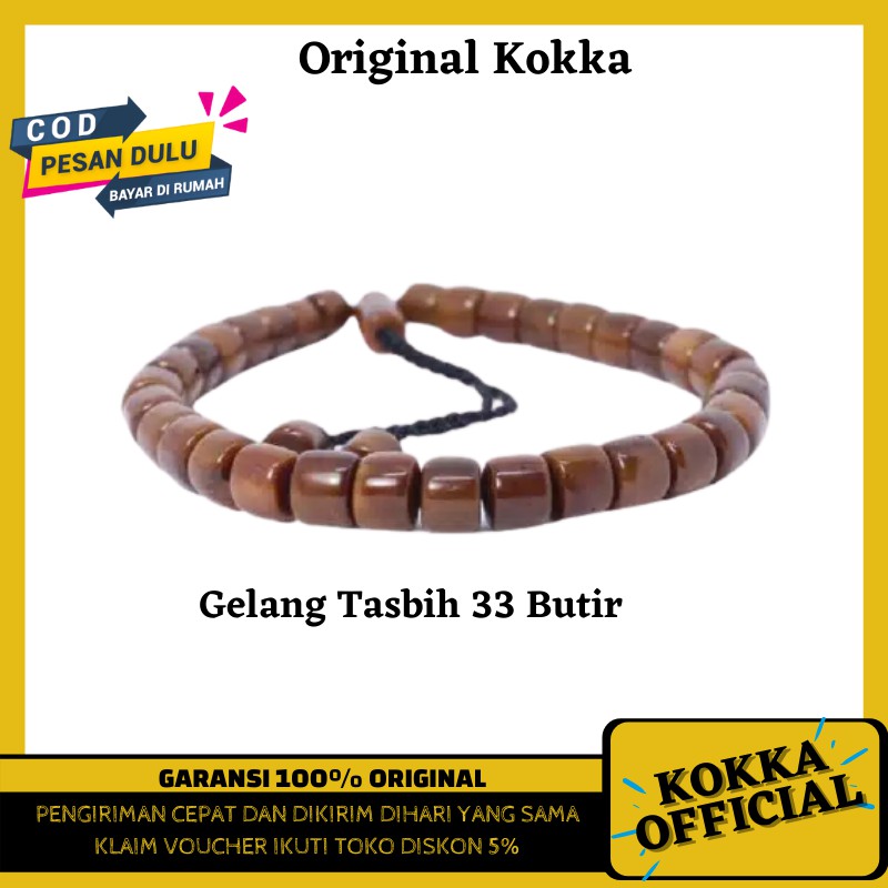 (COD) Gelang Tasbih Kayu Kaukah Marjan 33 Butir Asli Kaokah Kokkah Koka Kaoka Kauka By Kokka Officia