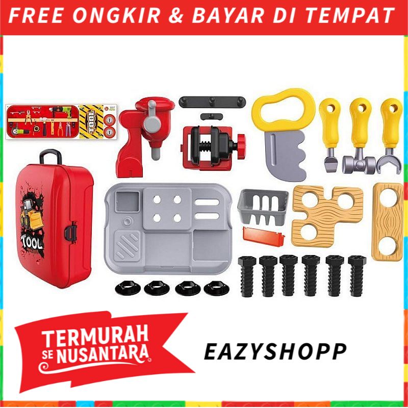 Mainan Anak Peralatan Tukang Tukangan Alat Perkakas Tool Set Laki Laki Cowok Kado Hadiah Edukasi Edu