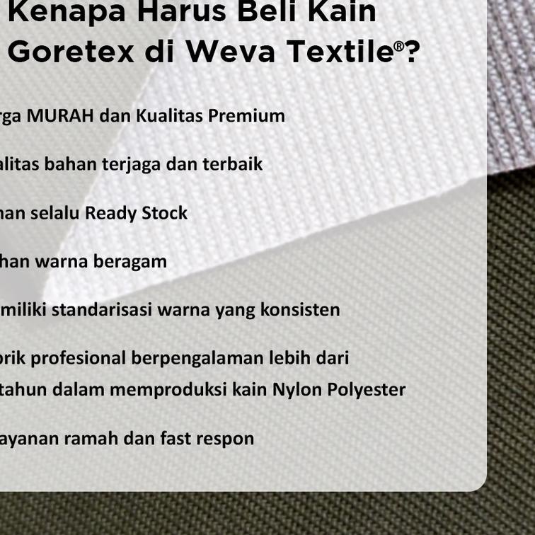 ☺ Bahan Kain Jaket Parasut GoreTex Murah 100% Anti Air ➸