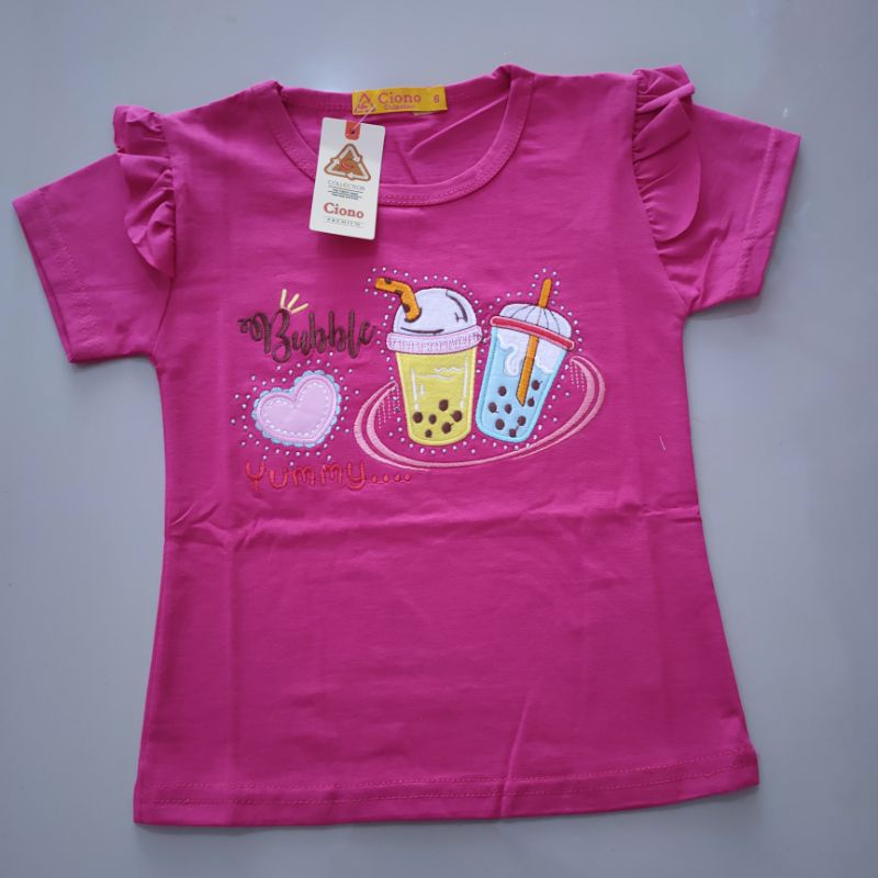 Kaos anak cewek premium 1 2 3 4 5 6 Tahun harian atasan perempuan Boba Ciono