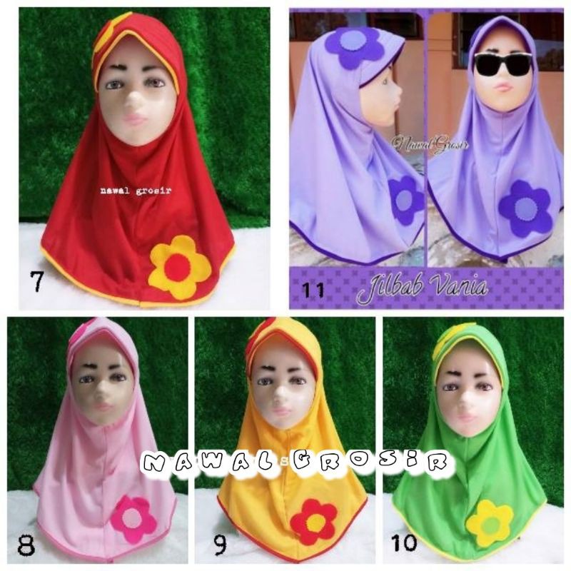 Jilbab Anak Model Vania/ Grosir Jilbab Vania/ Vania Bunga/ grosir jilbab anak/