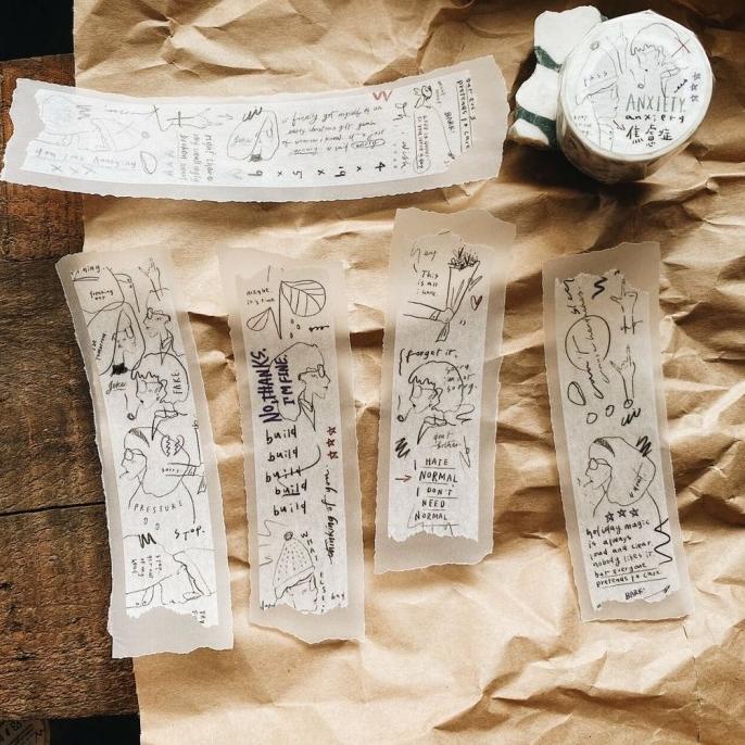 

(BISA COD) Mr.Eggplants - Anxiety Washi Tape (1 meter sampler) FREE ONGKIR Kode 767