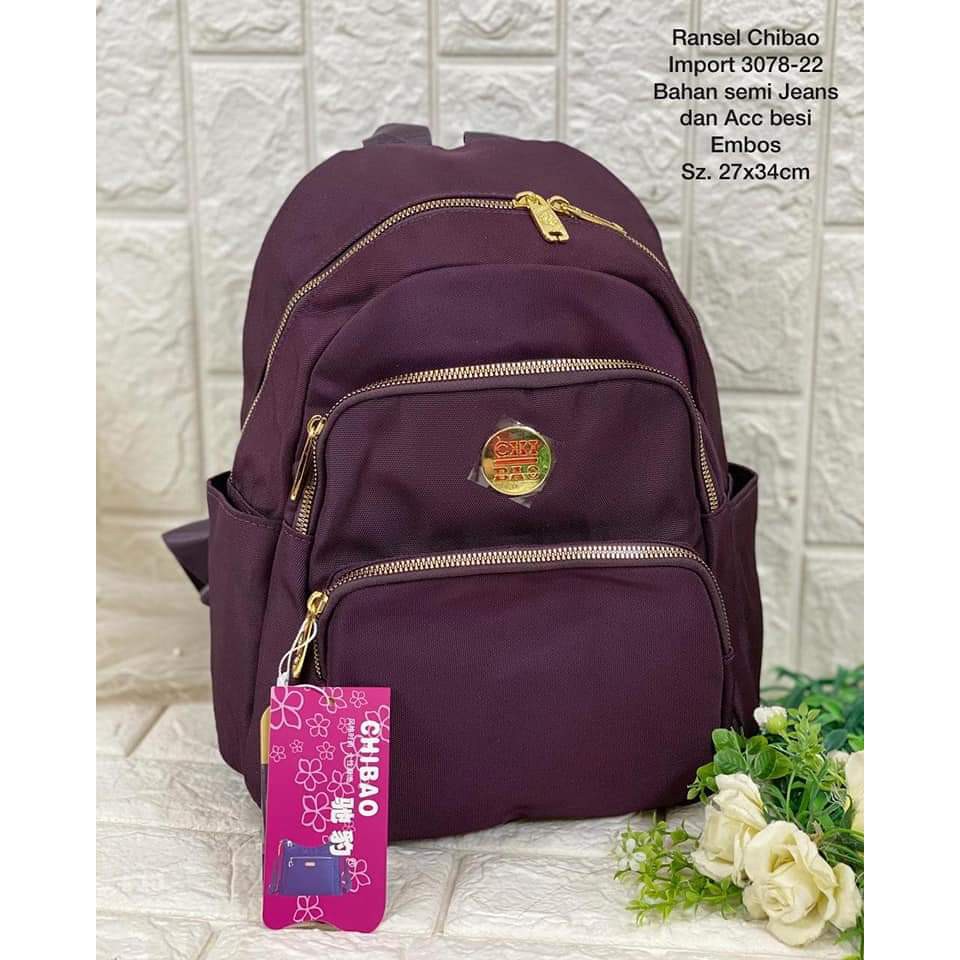 TAS RANSEL WANITA CHIBAO 3078-22 SIZE 25X33 CM BAHAN KANVAS MODEL TERBARU. CHIBAO RANSEL TERBARU!!!!