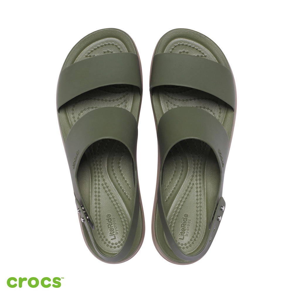 Sandal Wanita / Crocs Brooklyn Low Wedges Tali / Fashion Wanita / Crocs BrookLyn - Army - 206453-31G