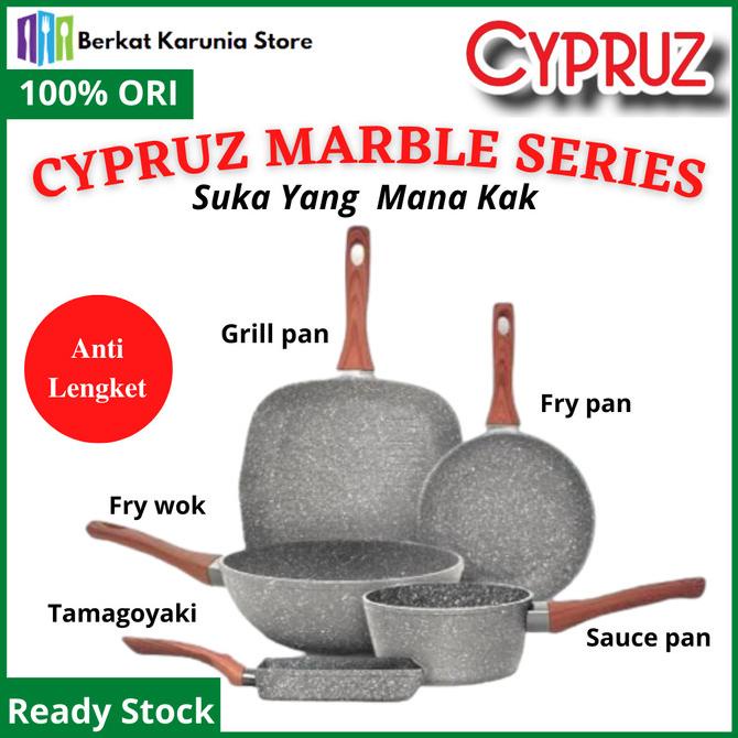 cypruz marble wok pan fry pan sauce pan wajan keramik anti lengket