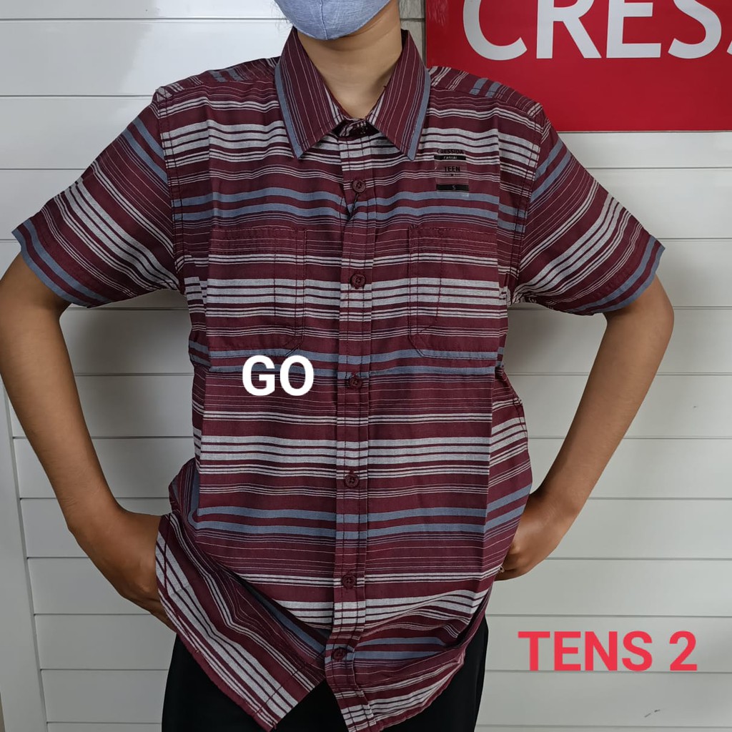 gos CRESSIDA KEMEJA TEEN Hem Baju Atasan Anak Cowok Pakaian Anak Cowok Lengan Pendek Casual