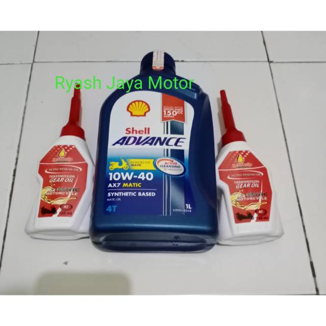 Oli Shell Advance Ax7 SAE 10-40 matic 1ltr + gardan 120ml 2 btl for N-Max/Aerox/PCX/X-Max