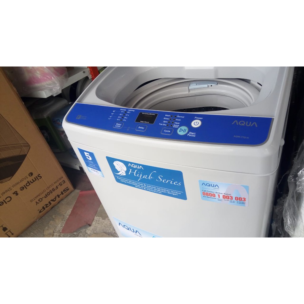 Mesin Cuci 1 Tabung Aqua Sanyo QW 77DH 7.5 KG Full Otomatis Hijab Series