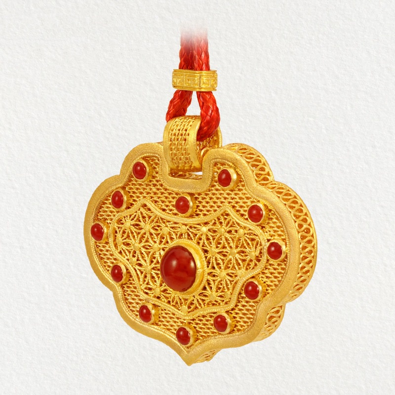 [Ready Stock]Fashion Gold Plated Auspicious Blessing Necklace Pendant