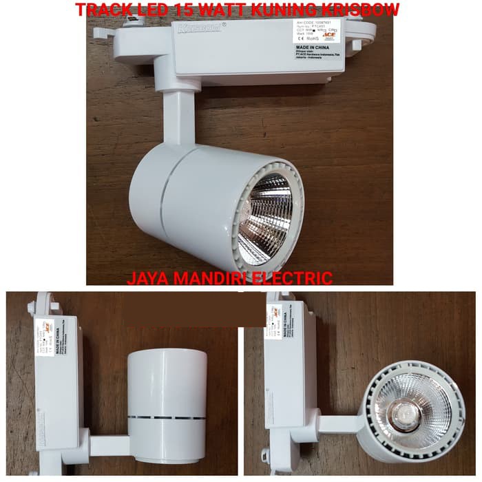 KAP LAMPU SOROT REL LED 15W KRISBOW 3000K TRACK LIGHT 15WATT 15 W WATT