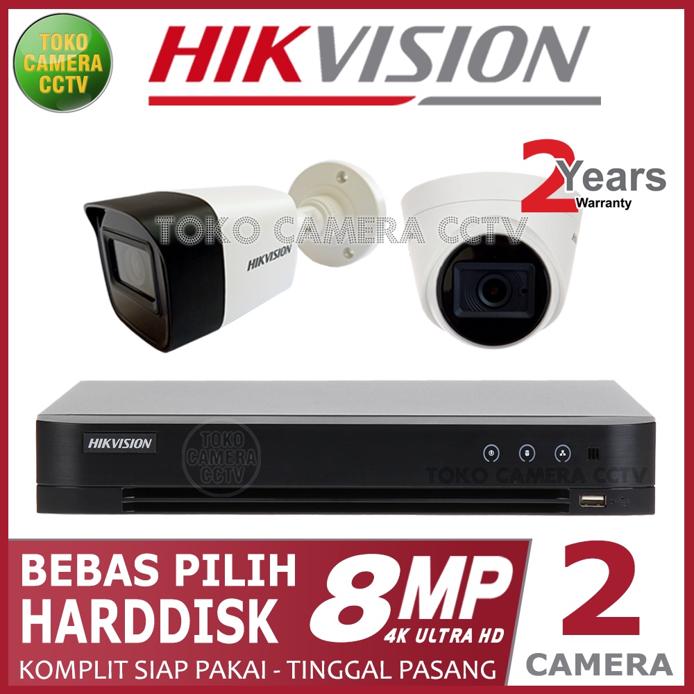 PAKET CCTV HIKVISION 8MP 4 CHANNEL 2 KAMERA