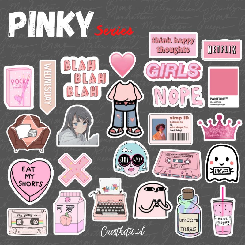 

[25PCS] STICKER TUMBLR PACK - STICKER AESTHETIC - STICKER PINK SERIES - STIKER GLOSSY | cute stickers