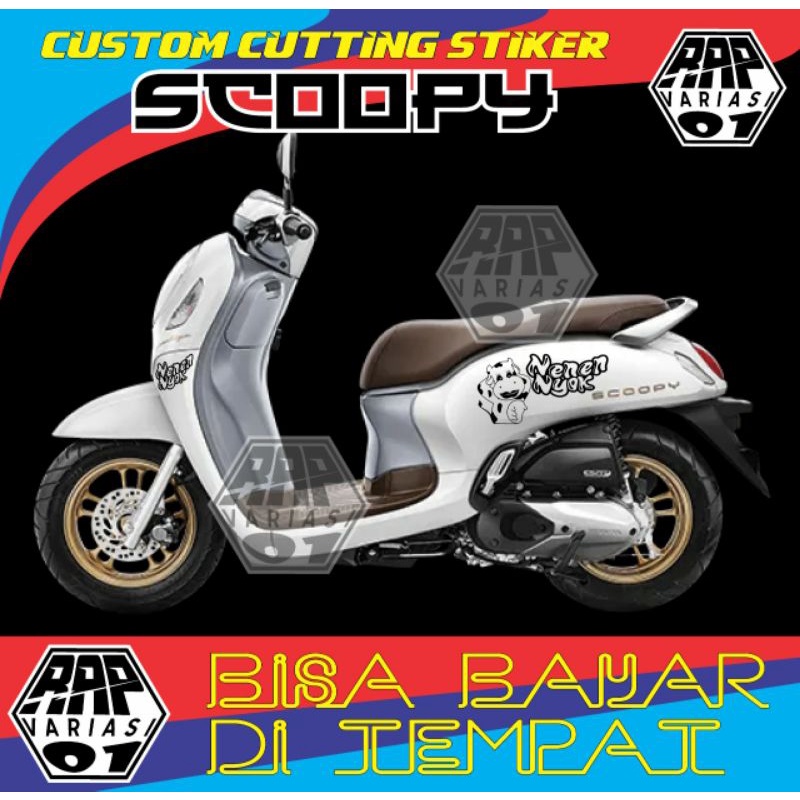 stiker Cutting Scoopy Sapi NENEN NYOK, stiker Lucu