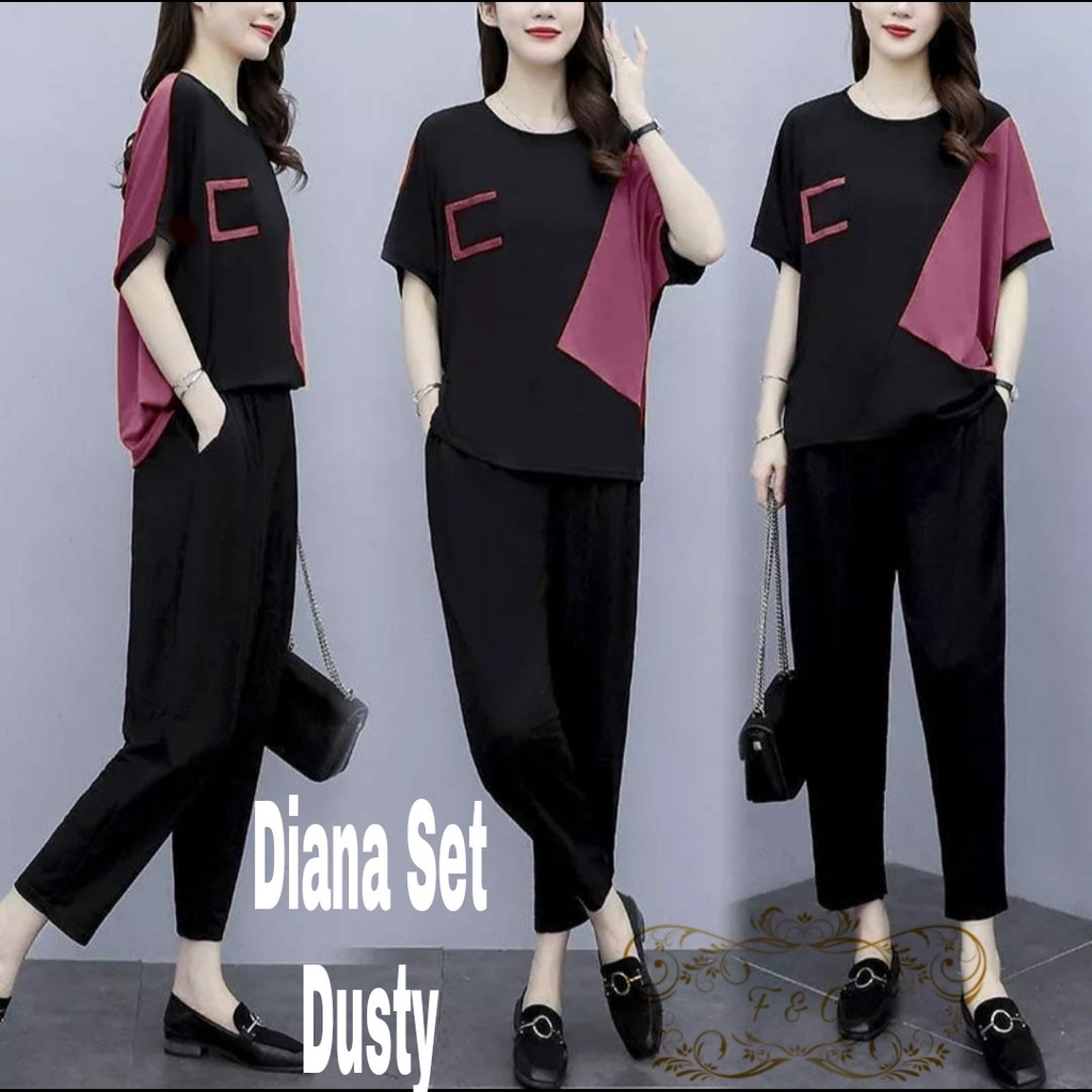 Setelan wanita korean style terbaru/ Diana set baju Korea SIZE M L XL / Setelan kekinian/ Setelan fashion wanita terlaris / Set baju remaja tanggung