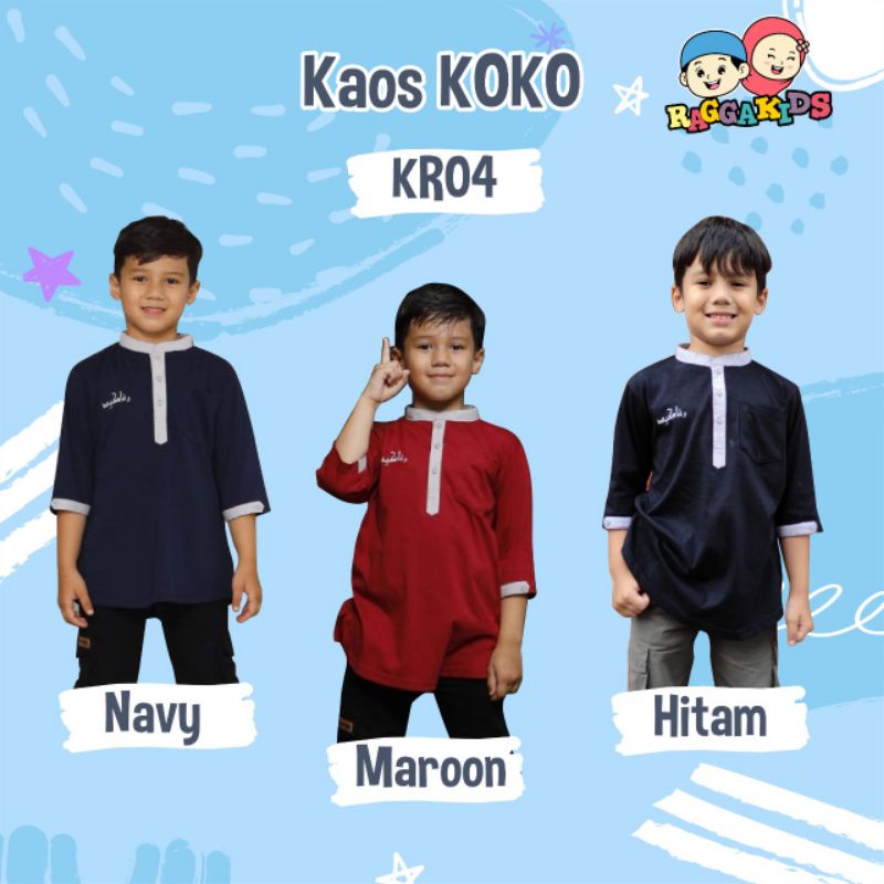 Koko Kaos Anak KR 04 by Raggakids/Raggakids Couple Set Family/Baju Koko Kaos Kurta bahan katun premi