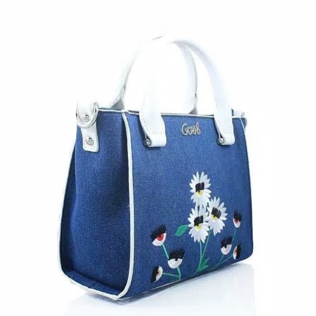 Tas gosh denim bunga new