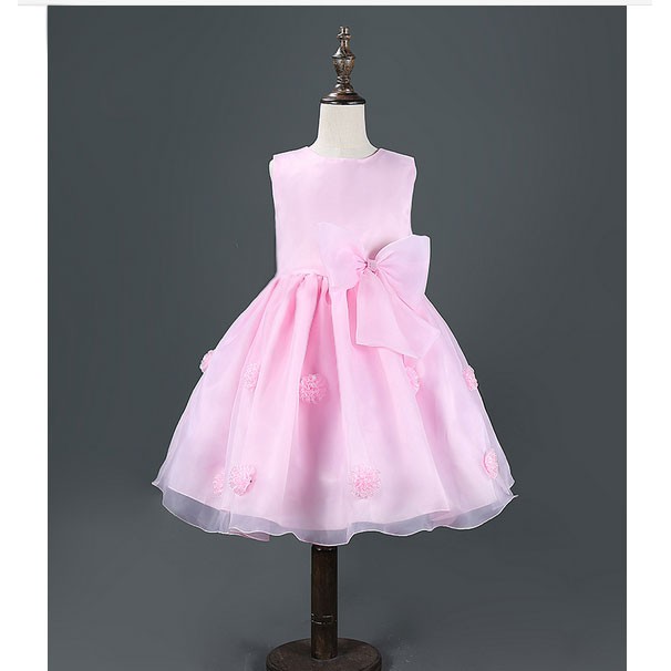 BAP.091 gaun pesta simple untuk anak BAYI perempuan warna pink