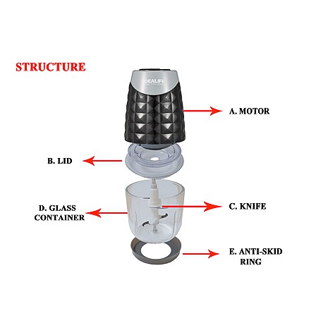 IDEALIFE - Electric Chopper - Penggiling Listrik 0.6Litre