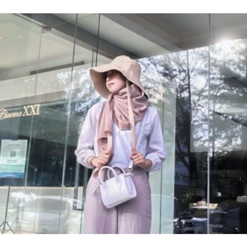 ( COD ) WIDE BUCKET HAT selebgram aksen tali /topi wanita terlaris DRILL