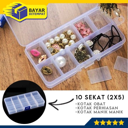 Tempat Kotak Obat 15 Sekat Mini Kapsul Monte Kancing Manik Perhiasan Penyimpanan Plastik (3x5)