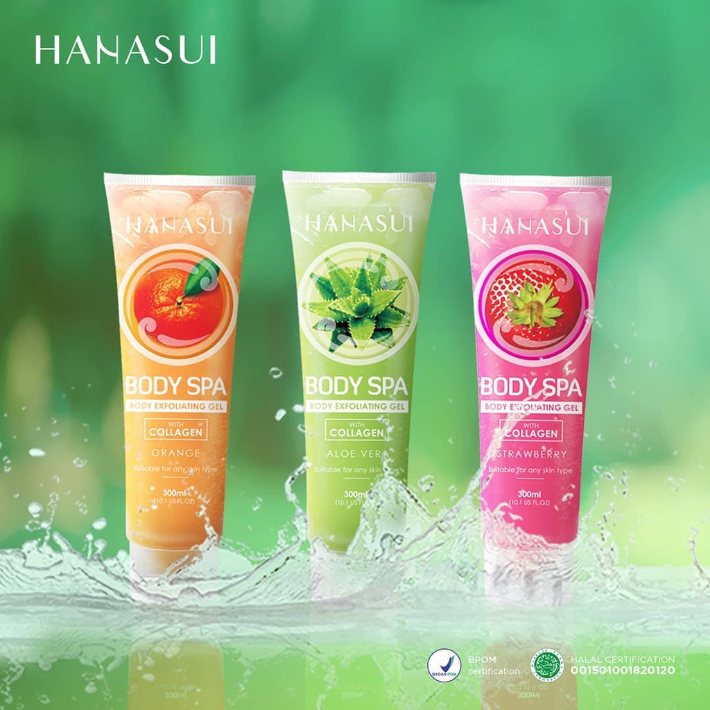 Hanasui Body Exfoliating SPA Gel 300 ml | Gel Pembersih Sel Kulit Mati |Perontok Daki | Sabun Scrub Mandi