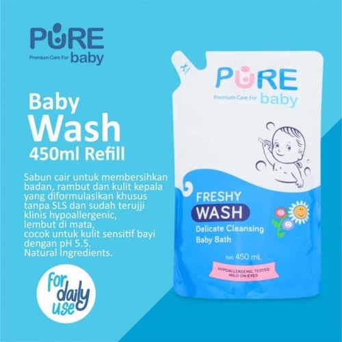 Pure BB REFILL WASH 450ml | Refill Sabun Pure Baby 450ml