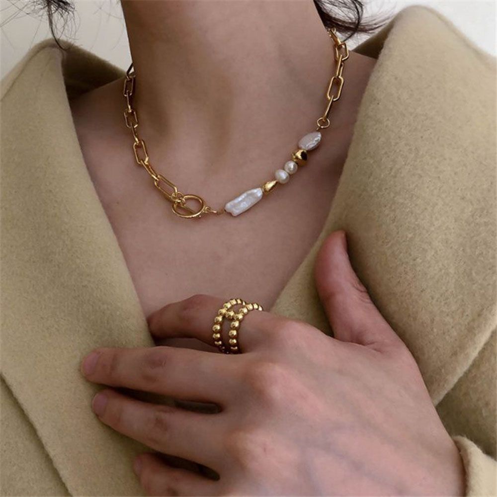 SKJK  Chic Jewelry Trendy Fashion Accessories Necklaces Party Accessory Chokers Round Buckle Collares For Women Girls Thick Clavicle Chain/Multicolor