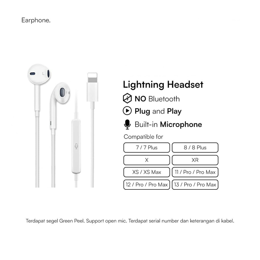 REDZMII - Headset Lightning Ifhone Original / Earphone / Handsfree / Headphone