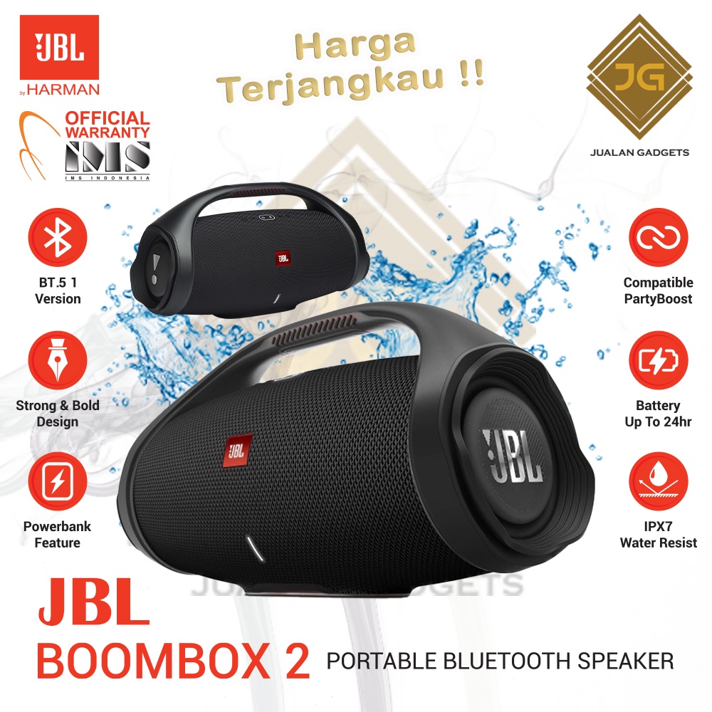 Jual JBL Boombox 2 Portable Bluetooth Speaker with Massive Sound RESMI