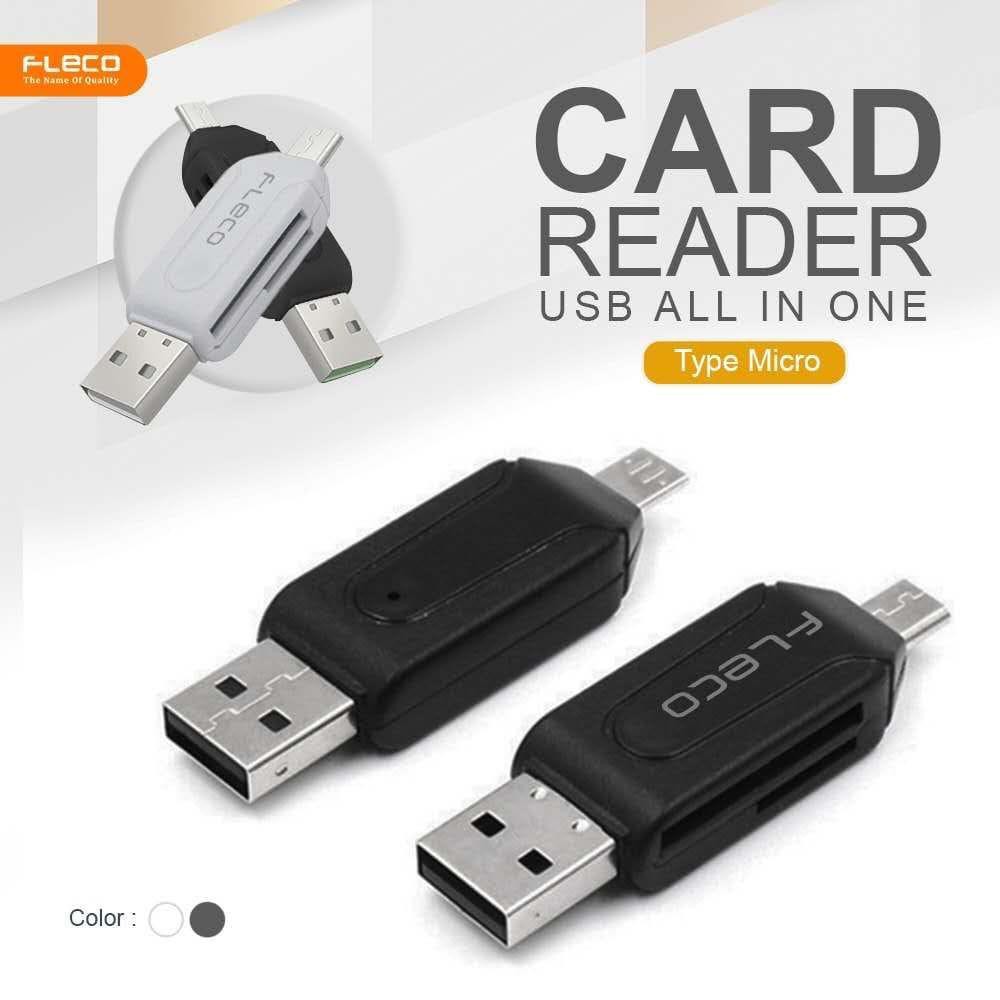 Otg Card reader PANJANG micro&amp;Type C Fleco MMC SD Card Reader Type C Fast Data transfer original fleco