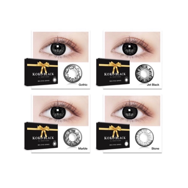 Softlens X2 KOKO BLACK Normal &amp; Minus 0.50 - 3.00 Dia 14.5MM / FREE LENSCASE - KASIMURA