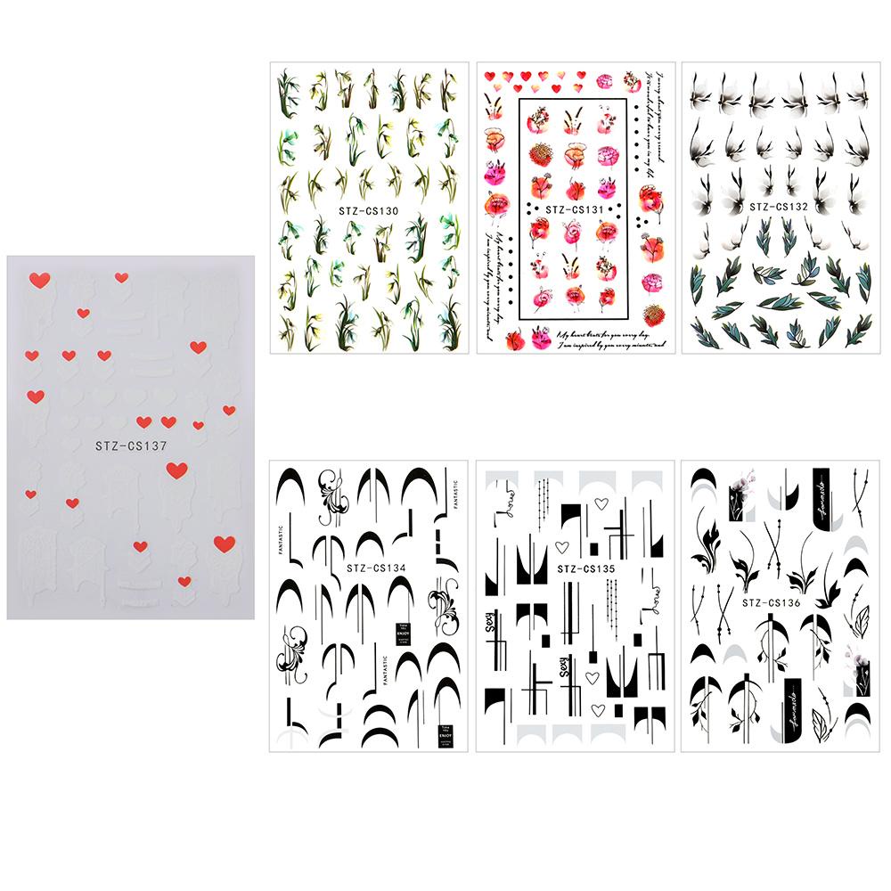 R-flower Nail Art Stiker Sliders Charm Spring Putih Hijau