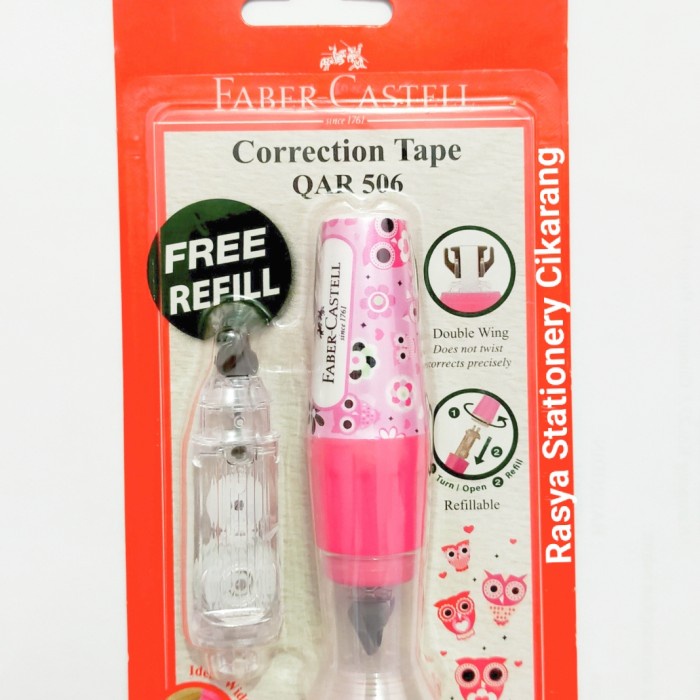 

Dijual Faber - Castell Correction Tape Qar Barrel Fancy Pink + 1 Refill Bergaransi