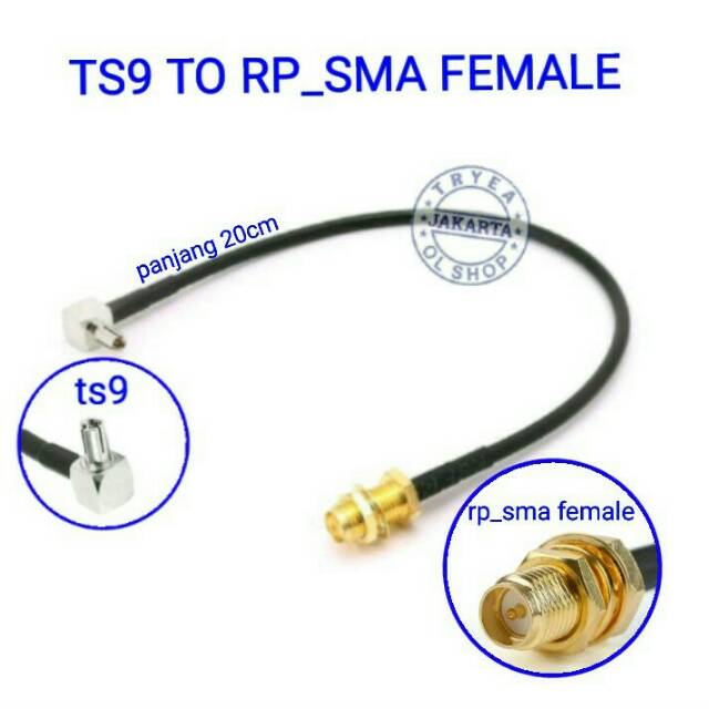 PIGTAIL TS9  RP SMA FEMALE RG174