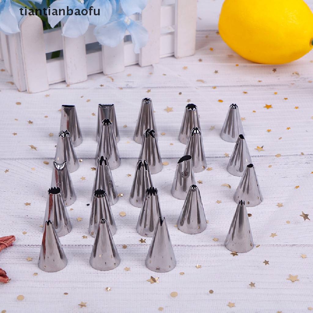 24 / 36 / 48pcs / Set Kotak Alat Nozzle Icing Piping Bahan Stainless Steel Untuk Dekorasi Kue