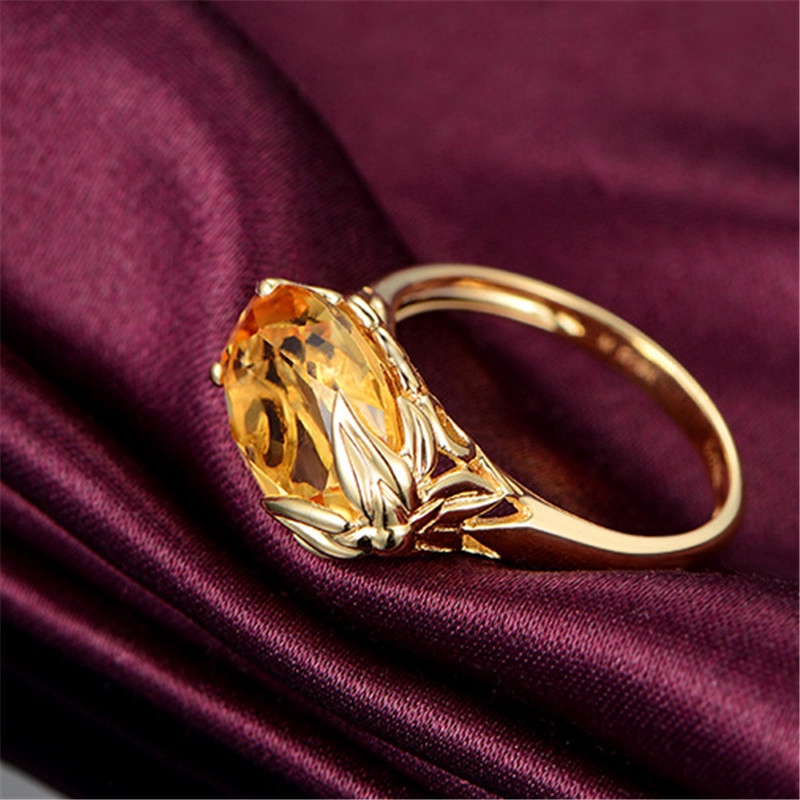 Bertatahkan Citrine Batu Permata Cincin Perhiasan