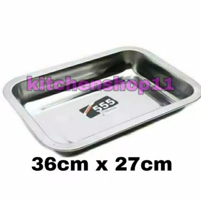 Nampan Stainless Persegi / Nampan Baki Stainless Ukuran Panjang 36cm Lebar 27cm