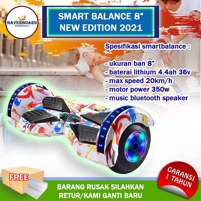 HOVERBOT hoperbot haper bot 8 inch 350W 20Km/hr led bluetooth musik speaker haverboard anak listrik 