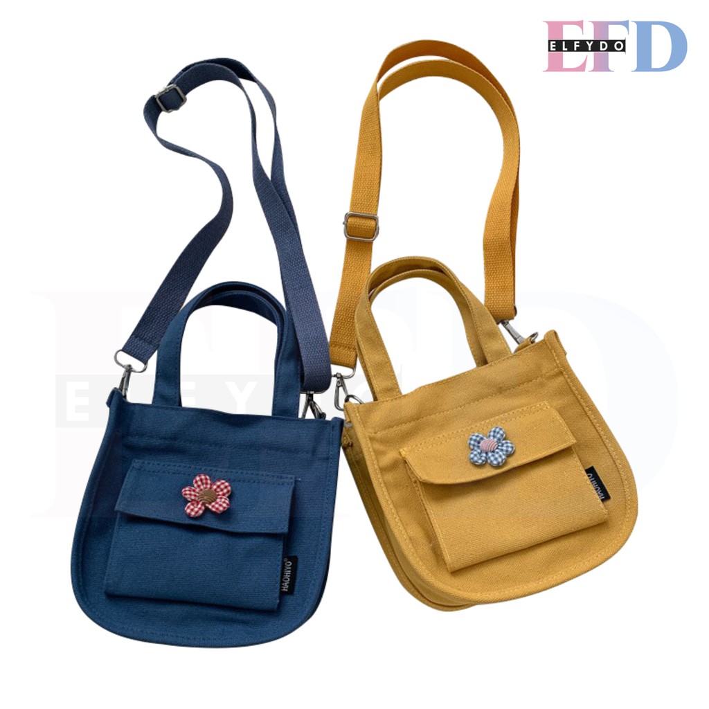 ELFYDO ELF1410 Tas Kanvas Kecil Perempuan Tas Fashion Chic Sen Garis Tas