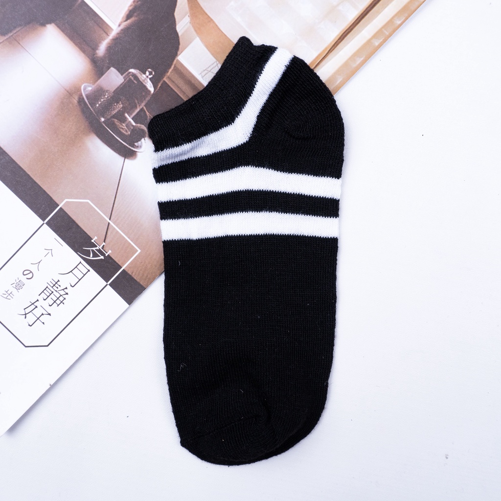 BEE - Kaos Kaki Unisex Pria Wanita / Kaos Kaki Pendek Import Ankle Socks-SC-18 GARIS PUTIH