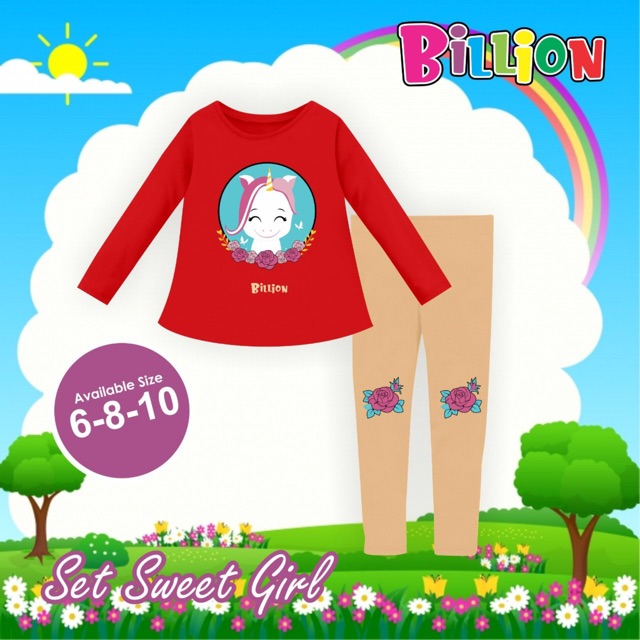 Setelan Anak Billion Stelan Anak Tunik Legging Junior Set Sweet Girl billion kidswear 5-11 tahun