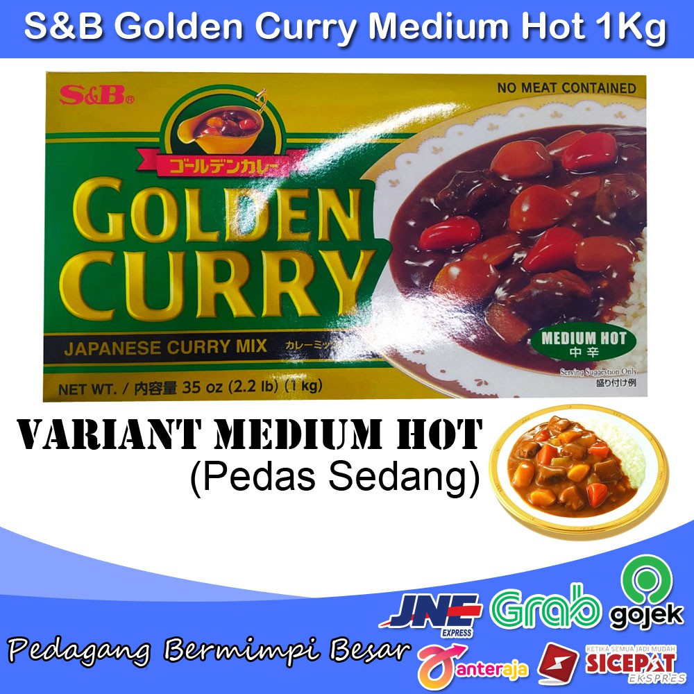 S&amp;B Golden Curry 1Kg Medium Hot | Kari Blok | Kari Jepang