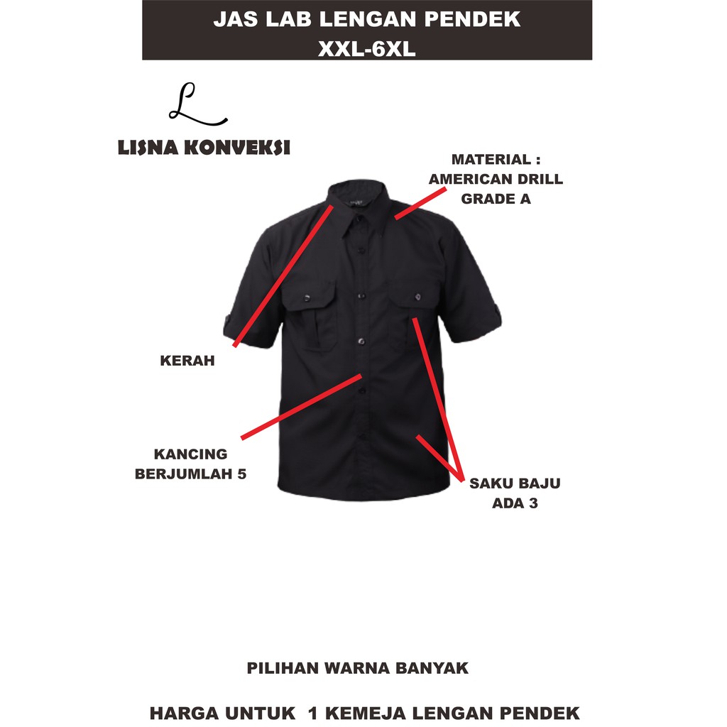 Kemeja PDH PDL Korsa  Lengan Pendek XXL-6XL