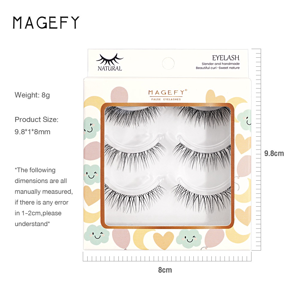 [MAGEFY7214]Pengiriman sangat cepat-3 Pasang/Set Bulu Mata Palsu Tanam Spike False Lashes Paket Eyelash Extension Lembut